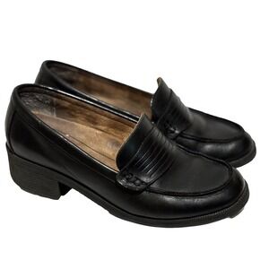 Eastland Womens Black Newbury Leather Loafers Slip On Sz 10M/ER 42 Chunky y2k